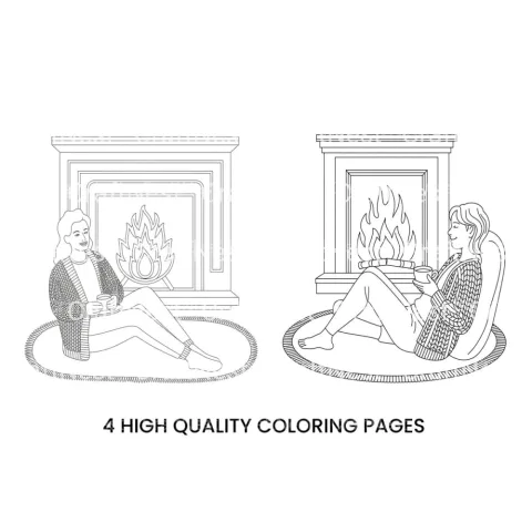 Relaxing by the Fireplace Coloring Books