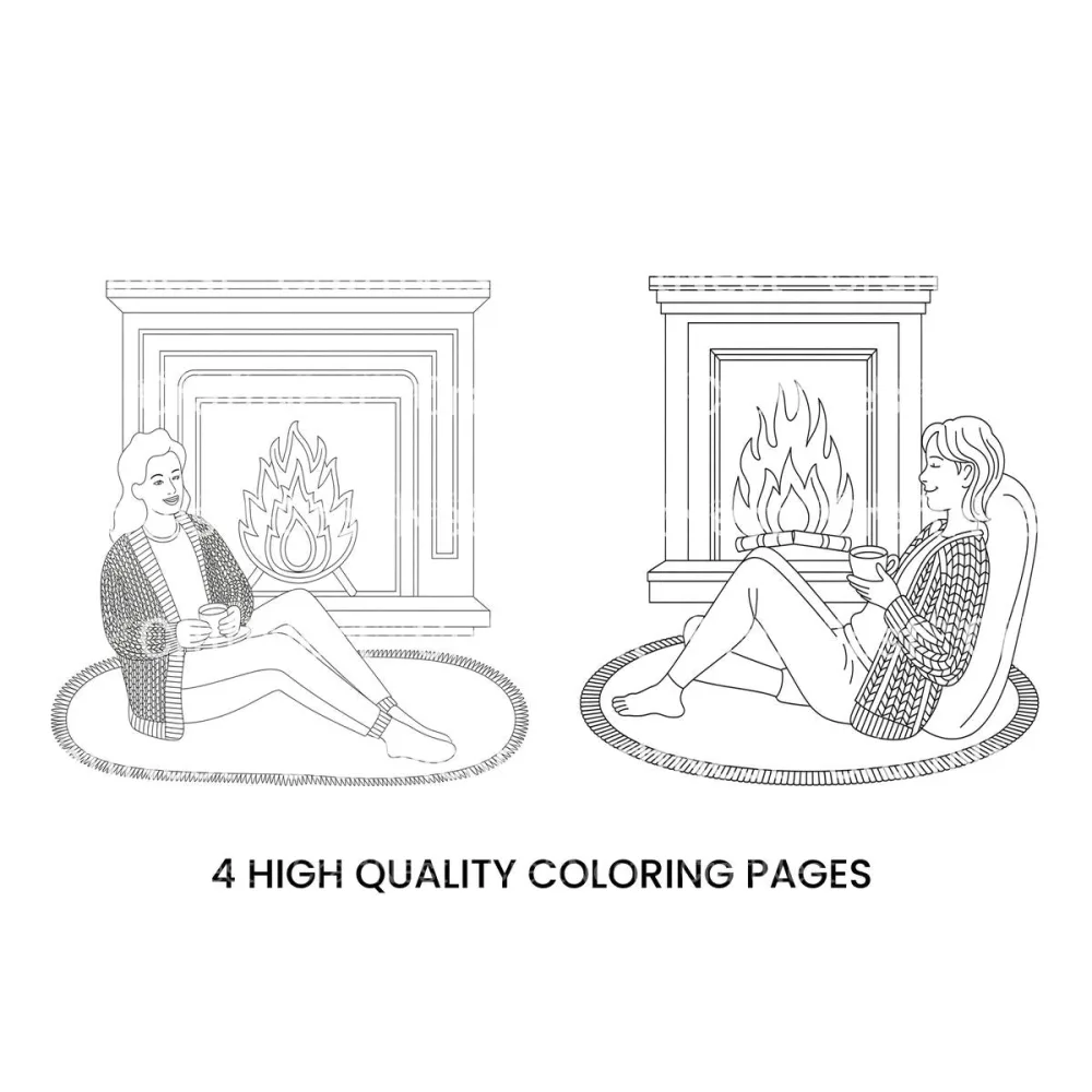 Relaxing by the Fireplace Coloring Books