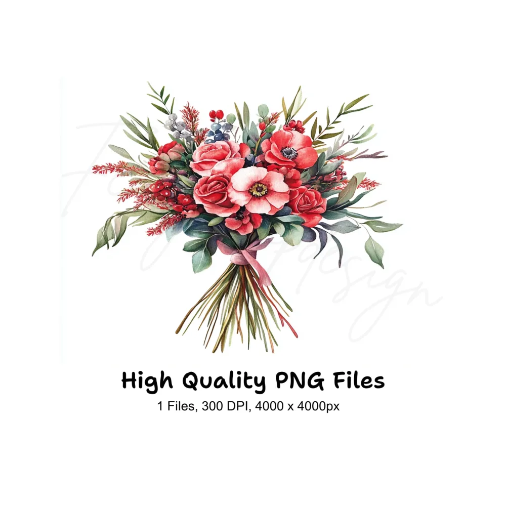 Vibrant Floral Bouquet Clipart Bundle