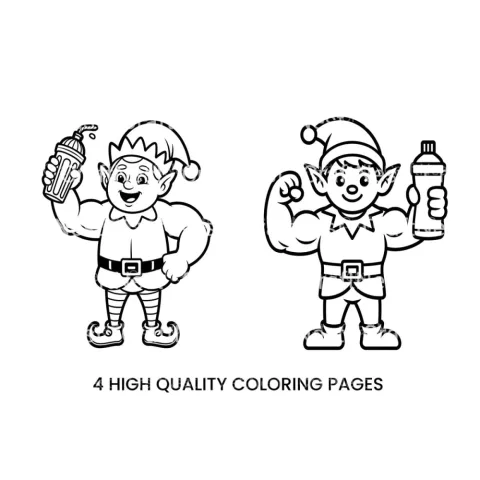 Strong Christmas Elf with Bottle Coloring Books