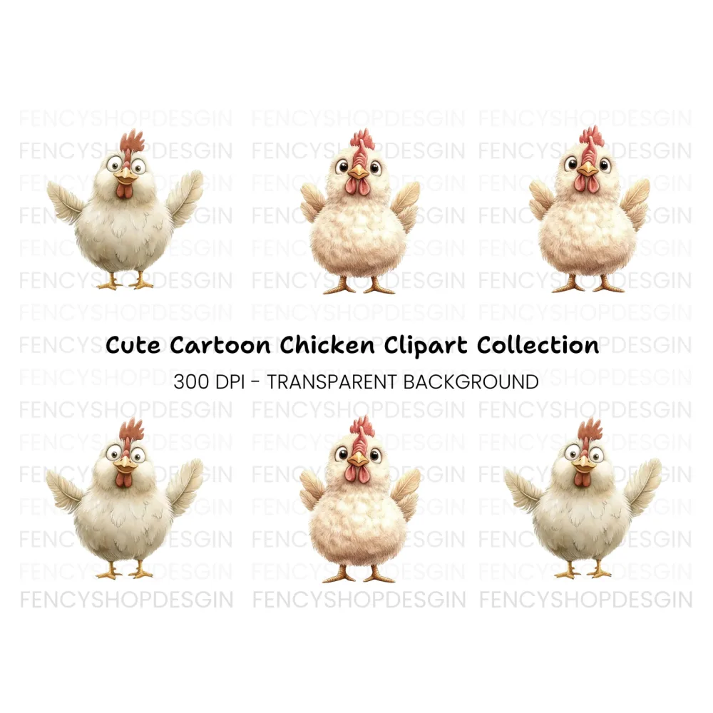 Cute Cartoon Chicken Clipart Bundle