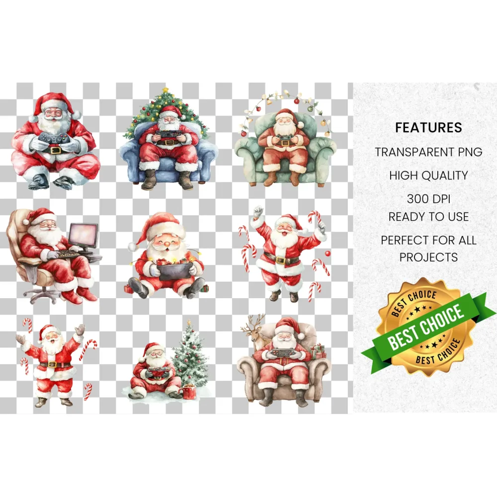 Santa Claus Gaming Clipart Bundle