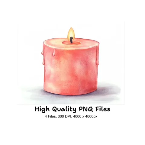 Red Christmas Candles Clipart Bundle