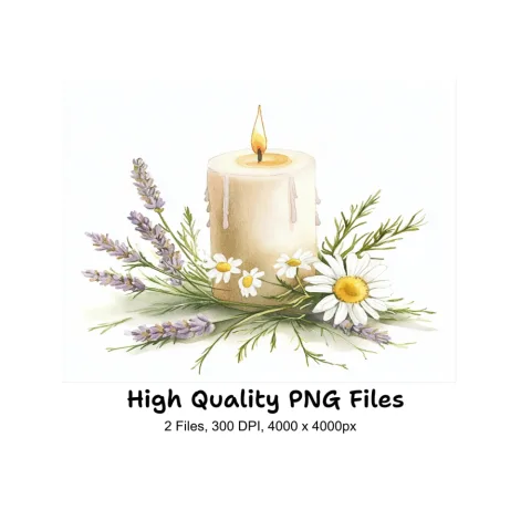 Lavender Candle Clipart Bundle