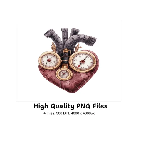 Steampunk Heart Clipart Bundle