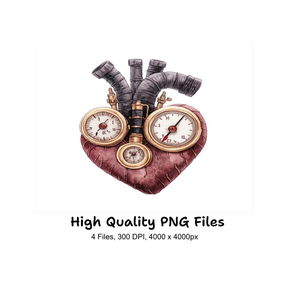 Steampunk Heart Clipart Bundle