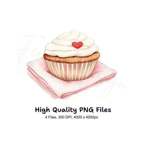 Valentine's Day Cupcake Clipart Bundle