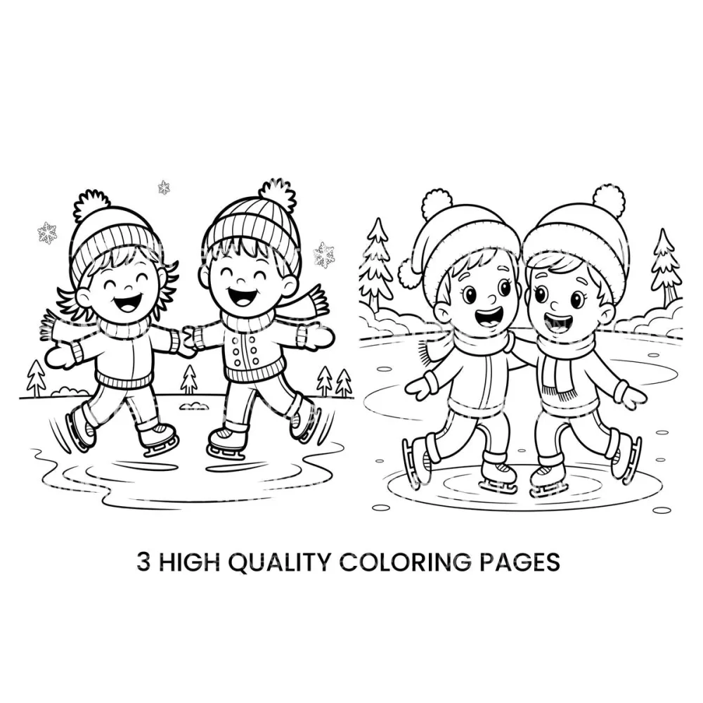 Friends Ice Skating Together Coloring Books
