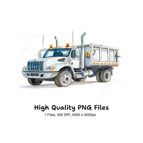 White Dump Truck Clipart Bundle
