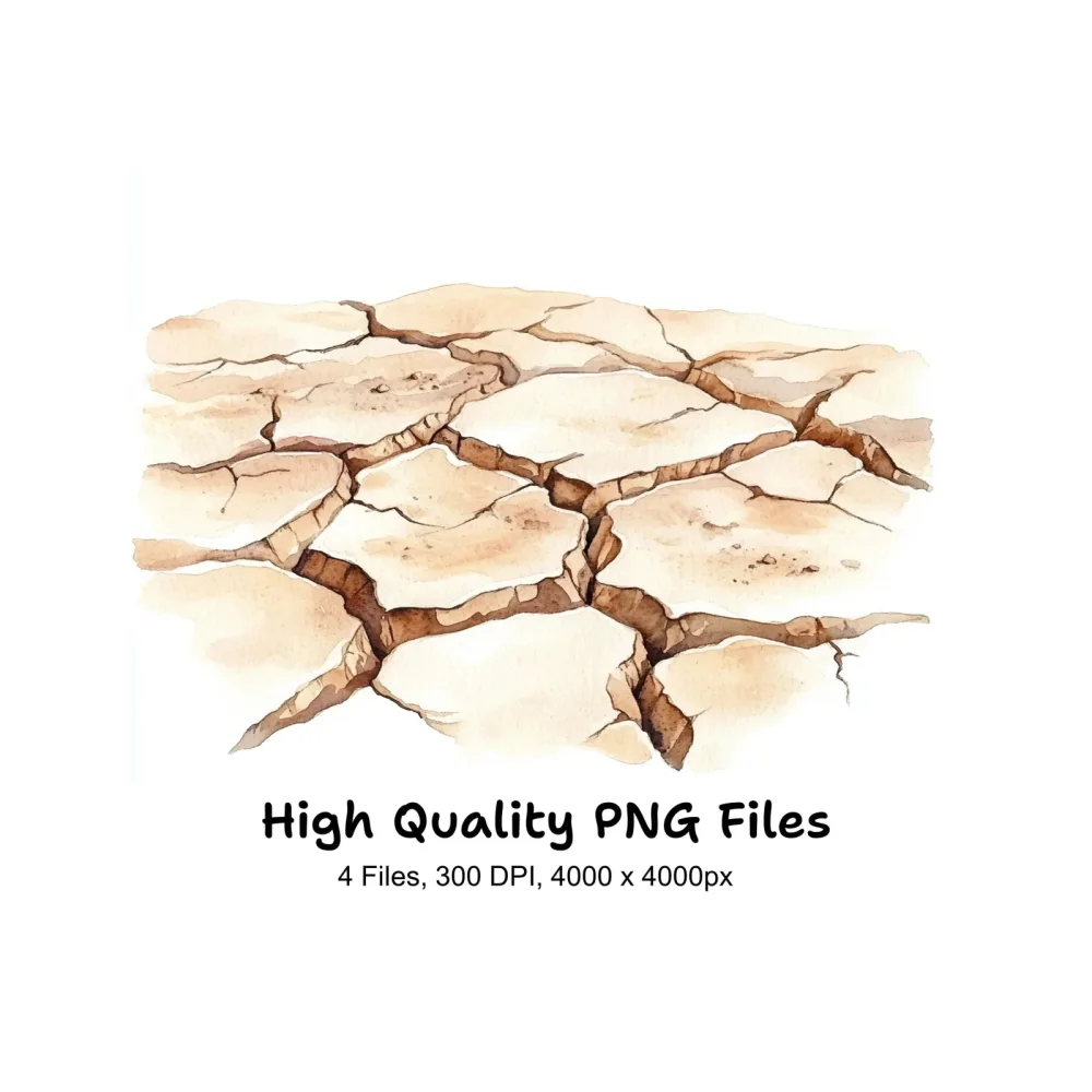 Desert Cracked Ground Clipart Bundle