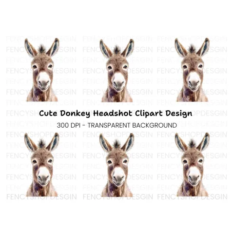 Cute Donkey Face Clipart Bundle