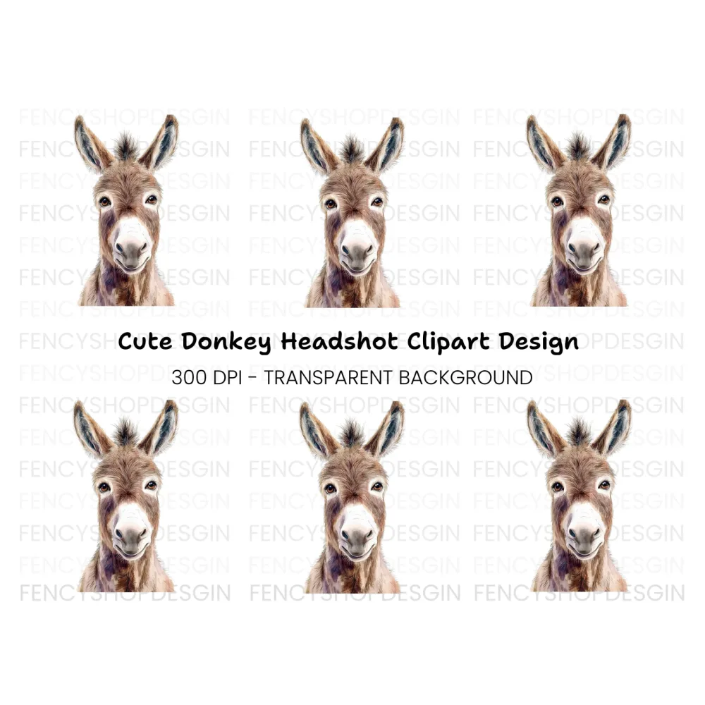Cute Donkey Face Clipart Bundle