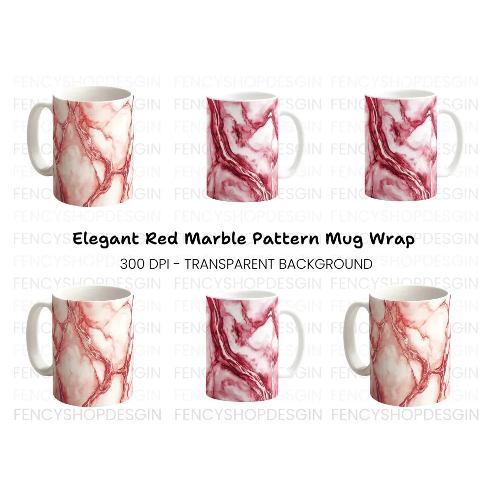 Red Marble Pattern Clipart Bundle