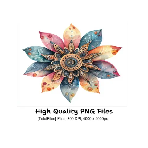Intricate Steampunk Flower Designs Clipart Bundle
