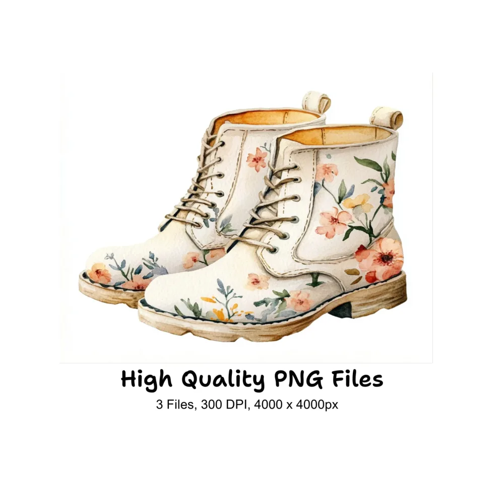 Floral Boots Clipart Bundle