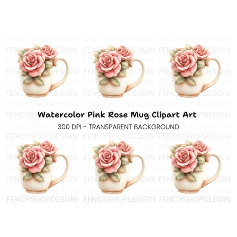 Elegant Pink Rose Clipart Bundle