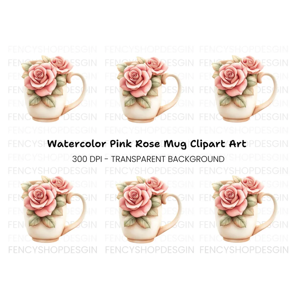 Elegant Pink Rose Clipart Bundle