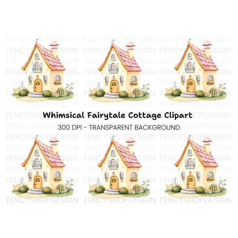Cute Fairy Tale House Clipart Bundle