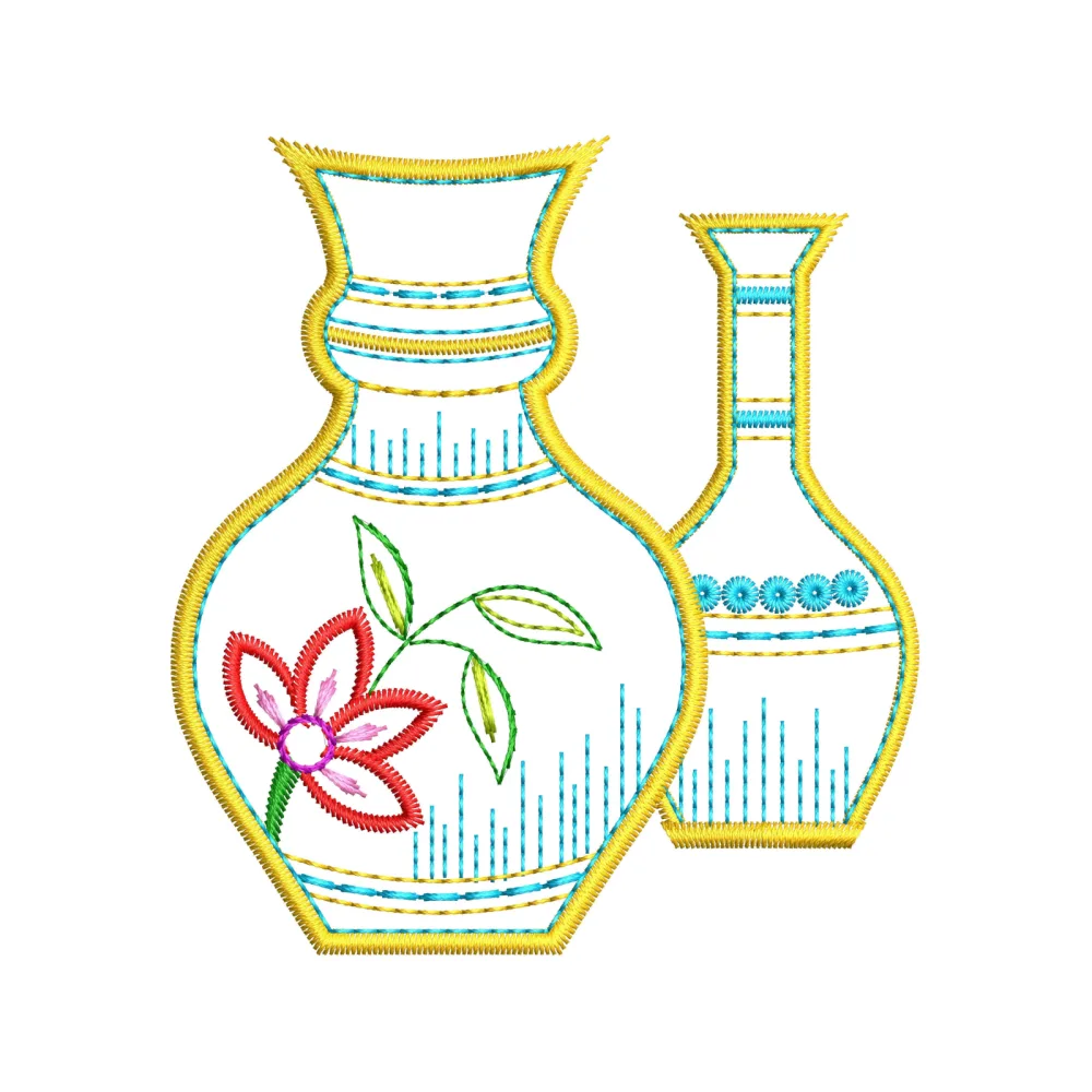 Flower Pot Embroidery Design