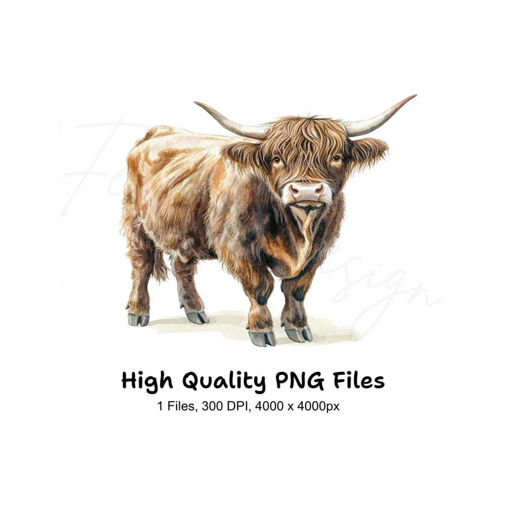 Majestic Highland Cattle Clipart Bundle
