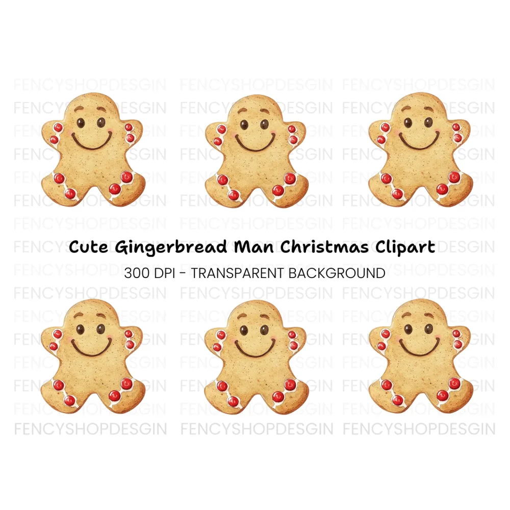 Smiling Gingerbread Man Clipart Bundle