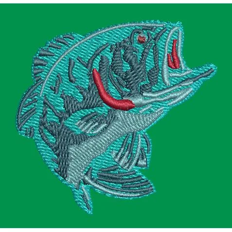 Leaping Freshwater Fish Embroidery Design