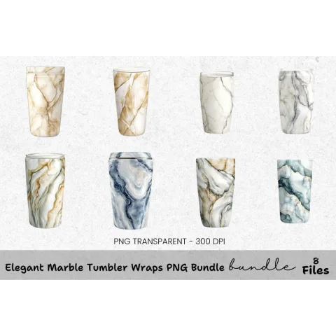 Elegant Marble Tumbler Clipart Bundle