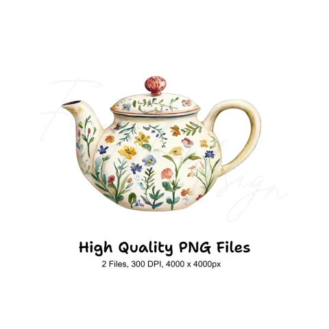 Floral Teapots Clipart Bundle