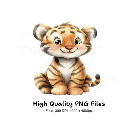 Adorable Baby Tiger Clipart Bundle