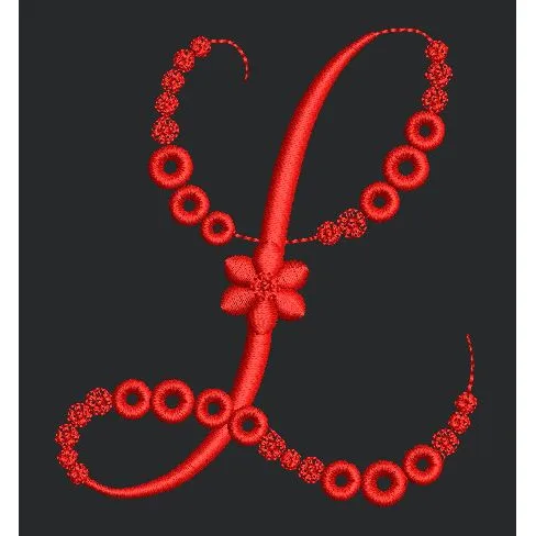 Floral Red Colour Embroidery Design