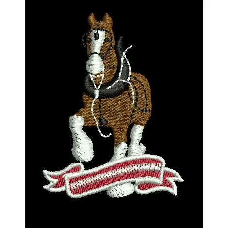 Horse Emblem With Banner Embroidery Design