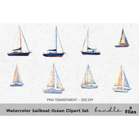 Sailboat Ocean Clipart Bundle