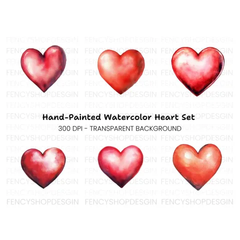 Red Hearts Clipart Bundle