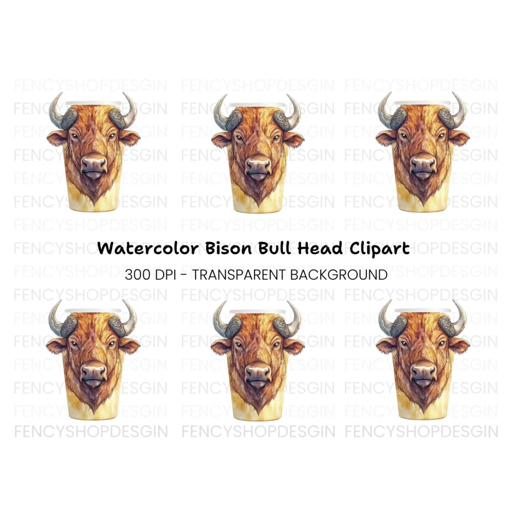 Bison Head Coffee Cup Clipart Bundle