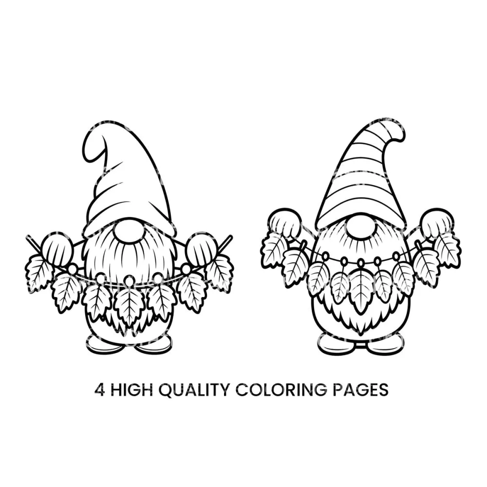 Autumn Gnomes with Leaf Garlands Coloring Books