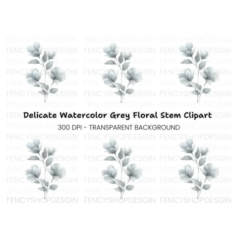 Elegant Gray Floral Clipart Bundle