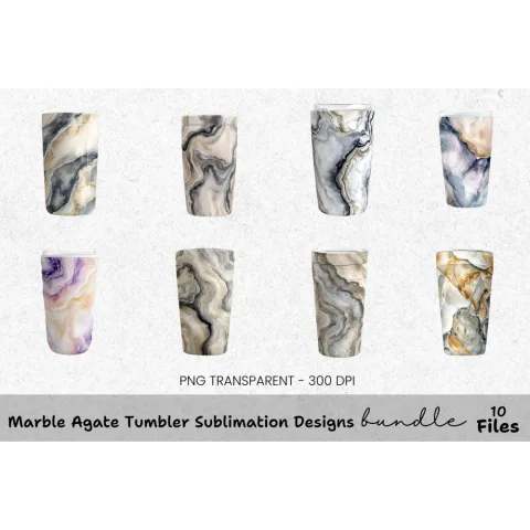 Marble Agate Tumbler Designs Clipart Bundle