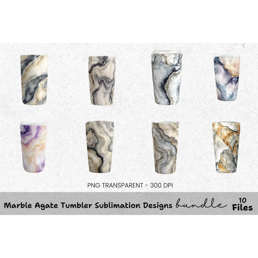 Marble Agate Tumbler Designs Clipart Bundle