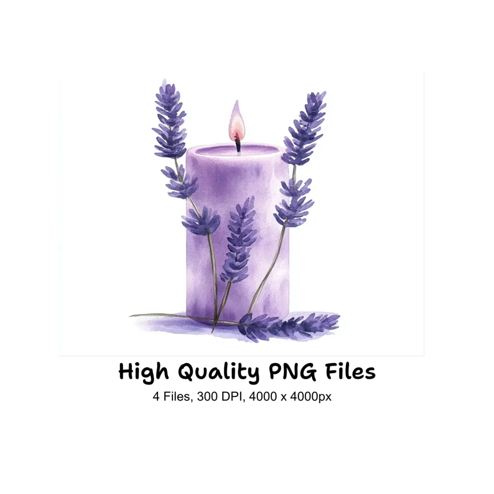 Lavender Candle Clipart Bundle