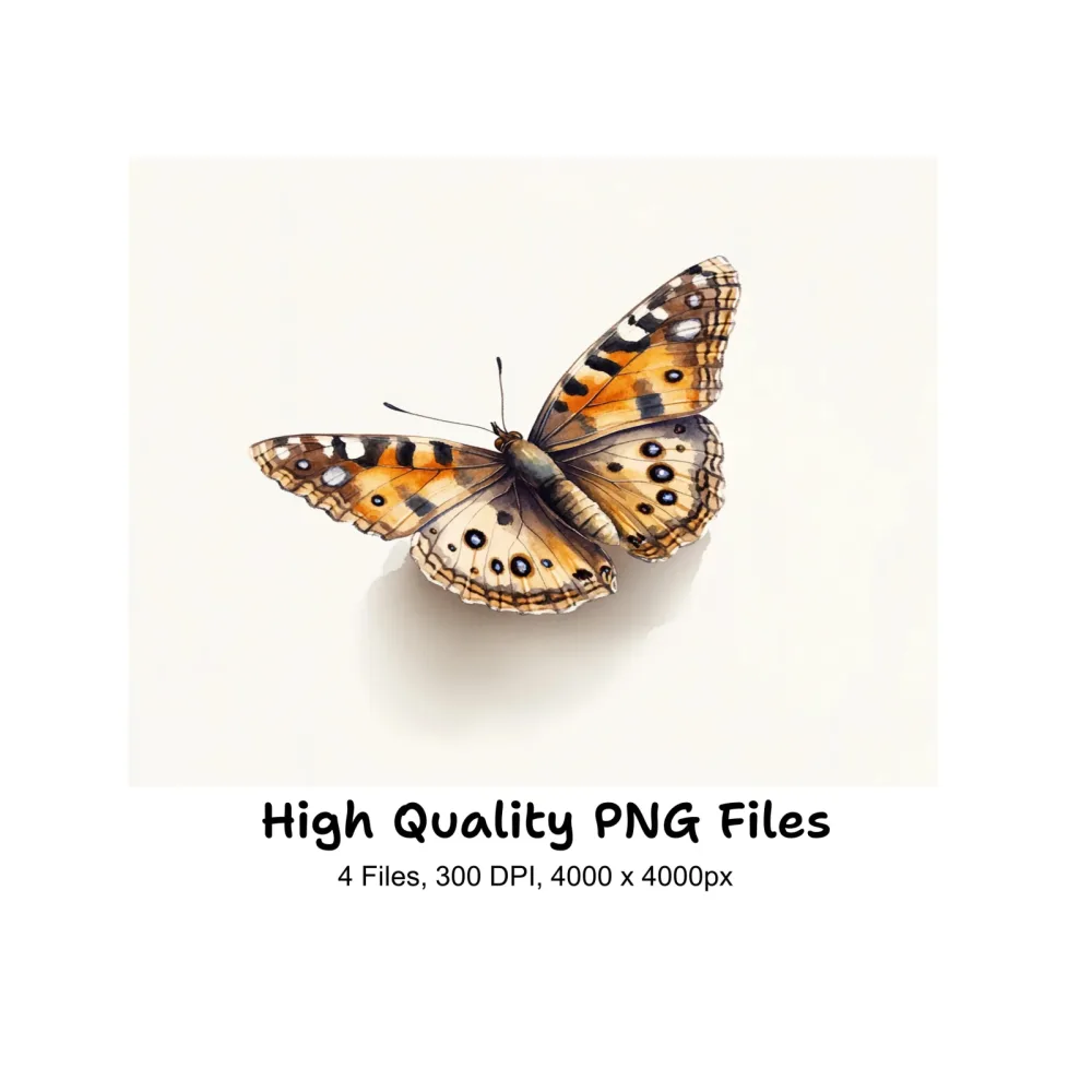 Painted Lady Butterfly Clipart Bundle