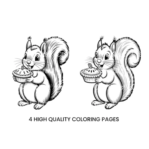 Squirrel with Pie Coloring Books
