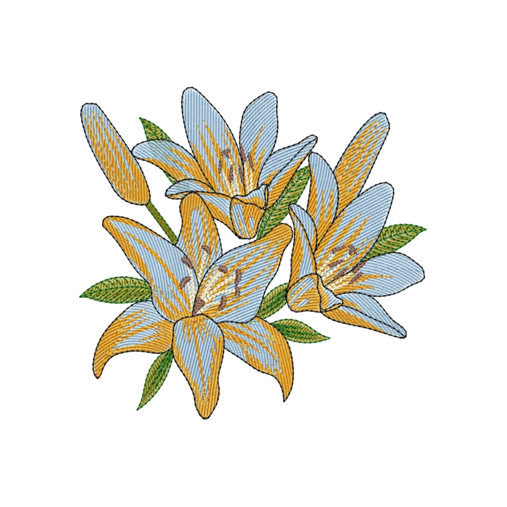 Aqua Flower Embroidery Design