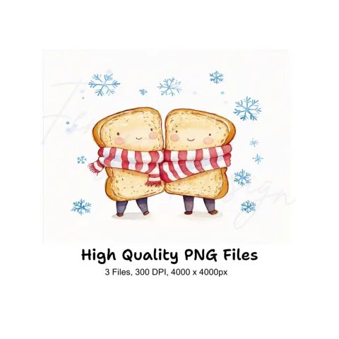 Cute Toast Friends Winter Clipart Bundle