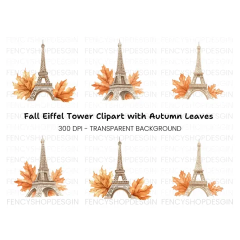 Parisian Fall Eiffel Tower Clipart Bundle