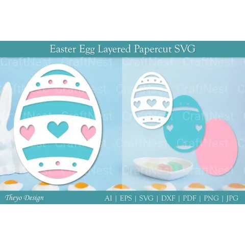 Easter Egg Layered Papercut SVG Bundle