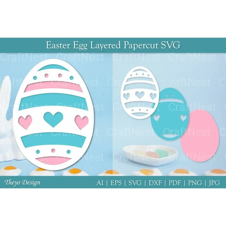 Easter Egg Layered Papercut SVG Bundle