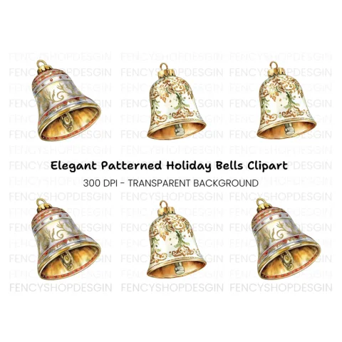 Elegant Christmas Bells Clipart Bundle