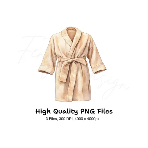 Cozy Beige Bathrobe Clipart Bundle