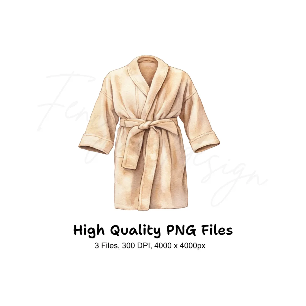 Cozy Beige Bathrobe Clipart Bundle