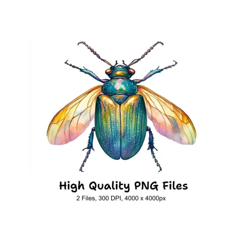 Colorful Flying Beetle Clipart Bundle